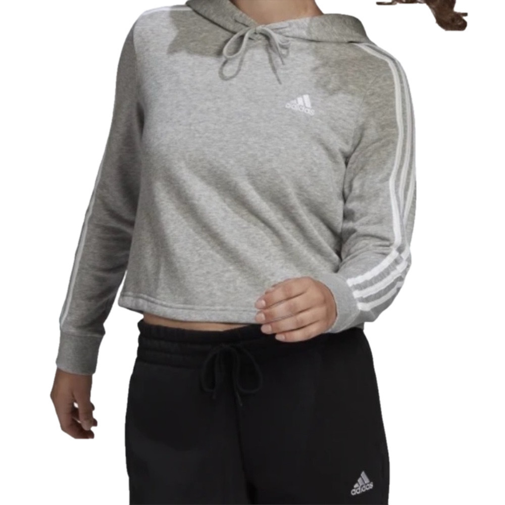 ADIDAS Cropped Hooded Sweatshirt womens Small pullover athletic casual sporty